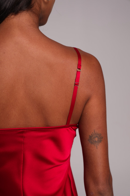 Комплект шелковый женский топ и шорты с кружевом, бордо