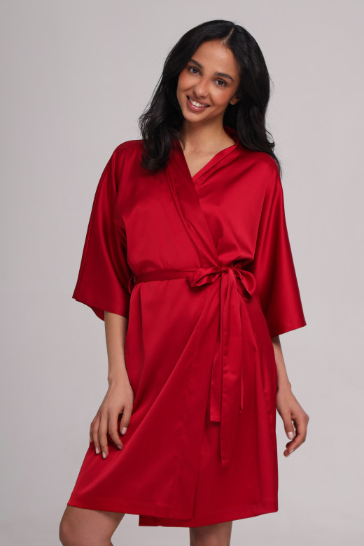 Шовковий халат на запах із поясом від бренду German Volf