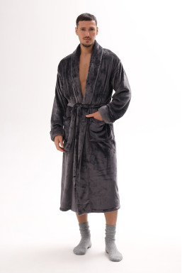 Халат мужской из велсофта German Volf, серый