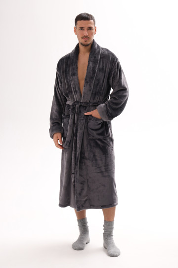 Халат мужской из велсофта German Volf, серый