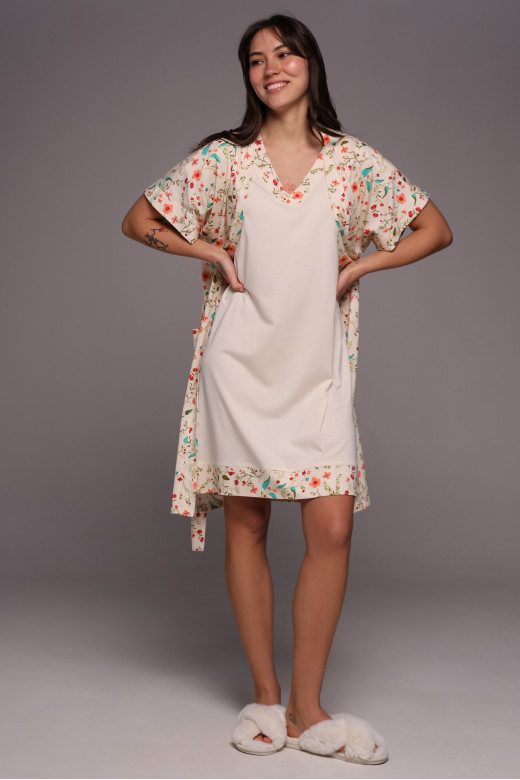 Лёгкий женский халат в стиле прованс с цветочным узором German Volf