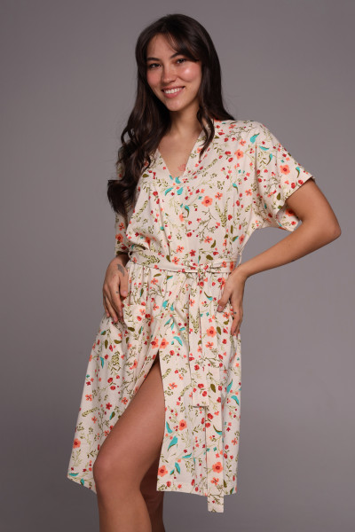 Легкий женский халат с цветочным узором, коллекция "Прованс"