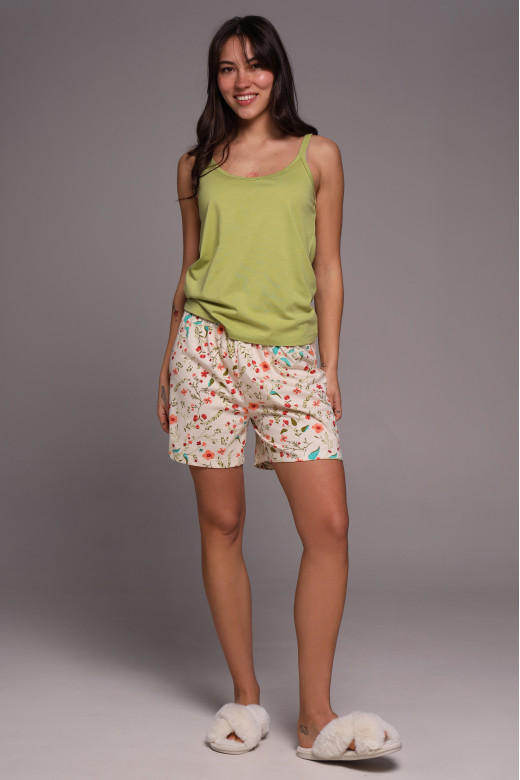 Домашние шорты из кулира с цветочным принтом в стиле прованс German Volf