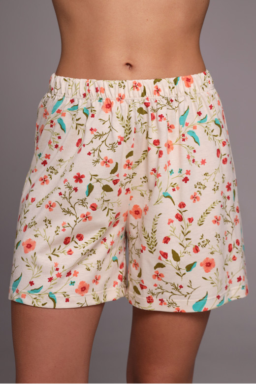 Домашние шорты из кулира с цветочным принтом в стиле прованс German Volf