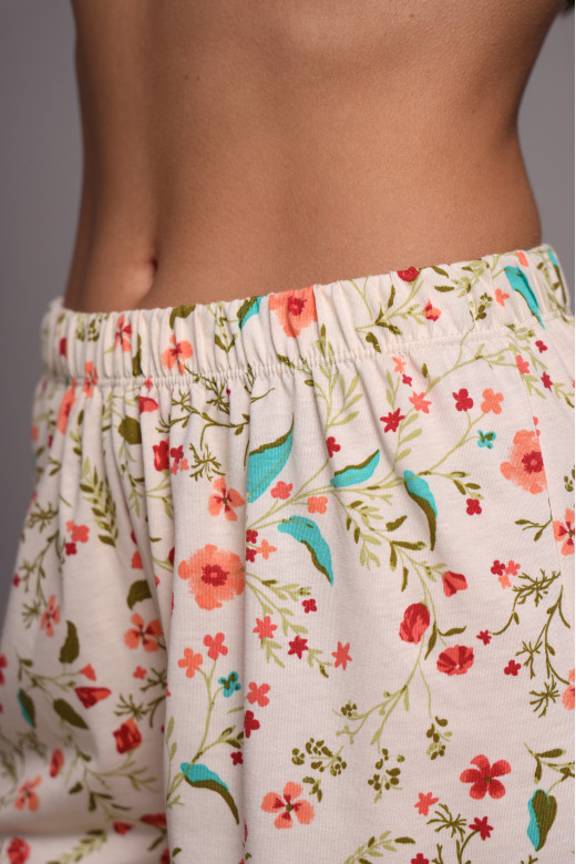 Домашние шорты из кулира с цветочным принтом в стиле прованс German Volf