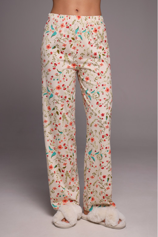 Женские штаны из кулира с цветочным принтом коллекция «Прованс» German Volf