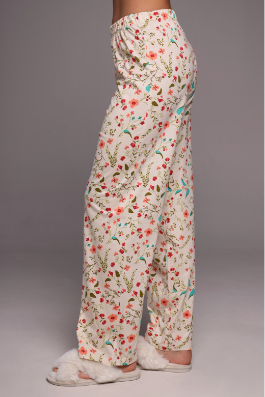 Женские штаны из кулира с цветочным принтом коллекция «Прованс» German Volf