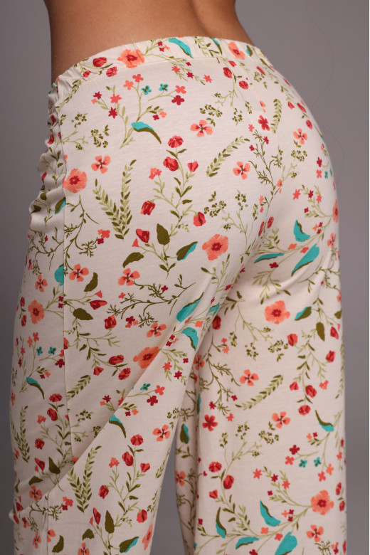 Женские штаны из кулира с цветочным принтом коллекция «Прованс» German Volf