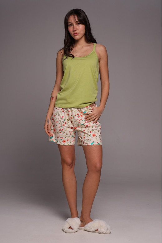 Женская майка из кулира с тонкими бретелями German Volf — зеленый оттенок, свободный крой