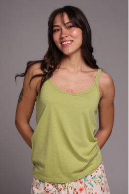 Женская майка из кулира в зелёном оттенке с тонкими бретелями, коллекция "Прованс"