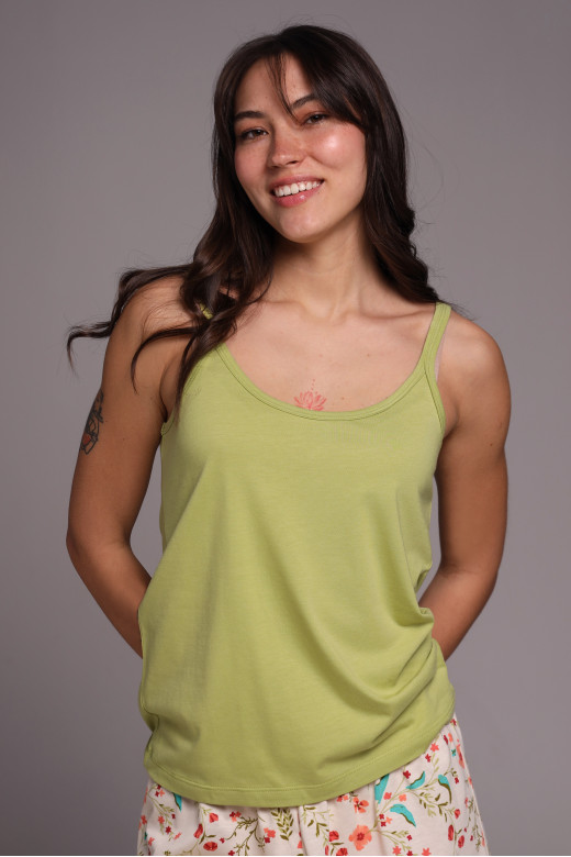 Женская майка из кулира с тонкими бретелями German Volf — зеленый оттенок, свободный крой