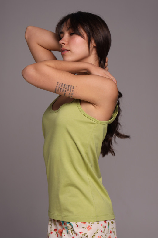 Женская майка из кулира с тонкими бретелями German Volf — зеленый оттенок, свободный крой