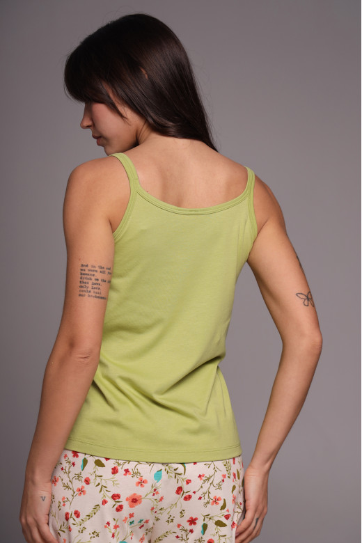 Женская майка из кулира с тонкими бретелями German Volf — зеленый оттенок, свободный крой