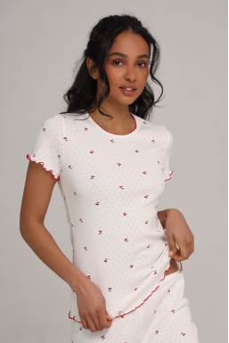 Жіноча футболка для сну колекція "My Cherry" біла