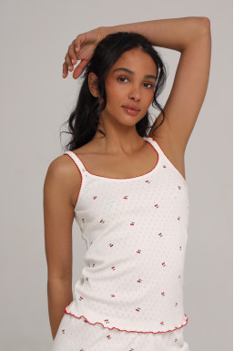 Майка женская для сна из коллекции  "My Cherry", белый