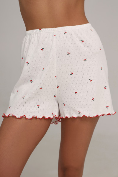Шорти для сну жіночі з вишневим принтом, колекція "MY cherry" білі