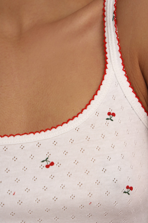 Женская сорочка на тонких бретелях с принтом вишен из коллекции  "My Cherry" — German Volf