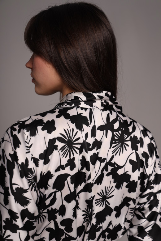 Женский шелковый домашний костюм с мини-халатом и штанами Bella