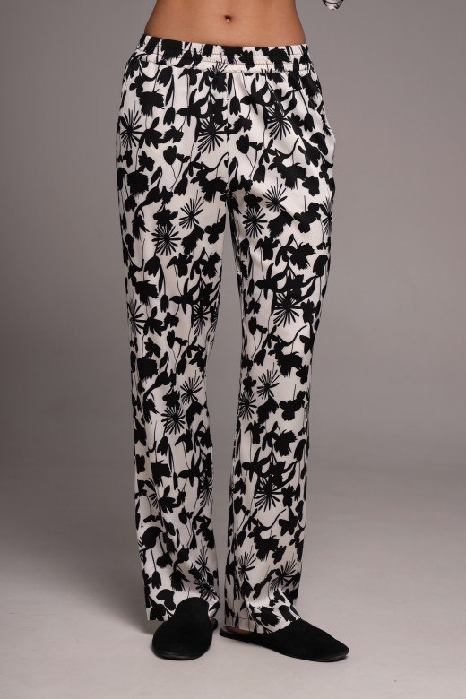 Женский шелковый домашний костюм с мини-халатом и штанами Bella