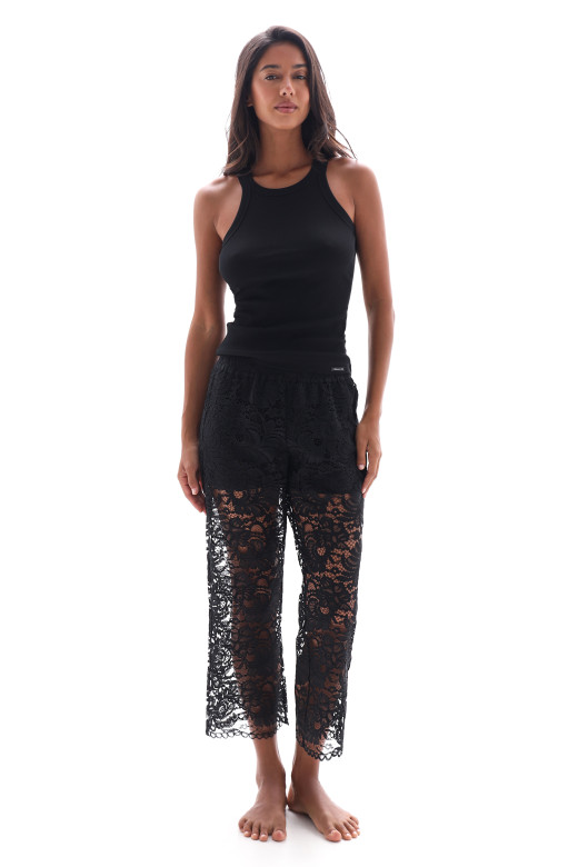 Стильные гипюровые женские штаны German Volf, черный