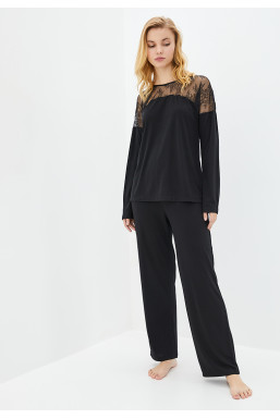 Жіночий комплект «Елегант» German Volf — кофта та штани з мереживом, чорний