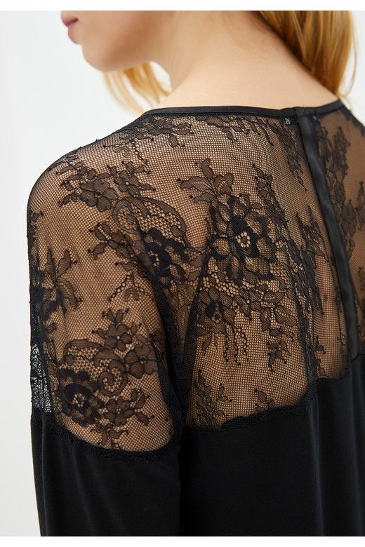 Жіночий комплект «Елегант» German Volf — кофта та штани з мереживом, чорний Жіночий комплект «Елегант» German Volf — кофта та штани з мереживом, чорний