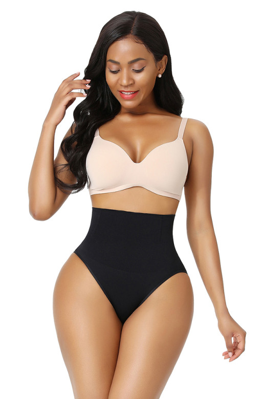 Бесшовные корректирующие трусики с утяжкой живота и поддержкой ягодиц, черный