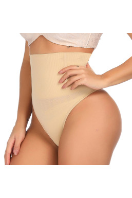 Труси-стрінги з високою посадкою та корекцією зони живота та боків, нюдовий