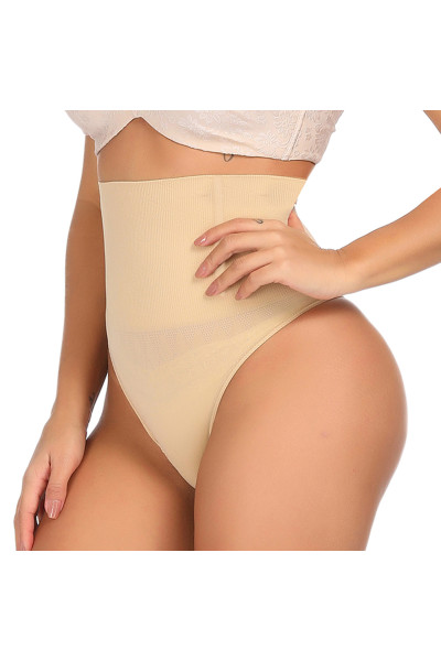 Трусы-стринги с высокой посадкой и коррекцией зоны живота и боков, нюдовый