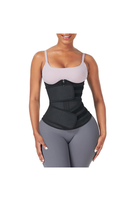 Чорний жіночий коригуючий корсет Waist Sculpt із подвійною фіксацією Чорний жіночий коригуючий корсет Waist Sculpt із подвійною фіксацією