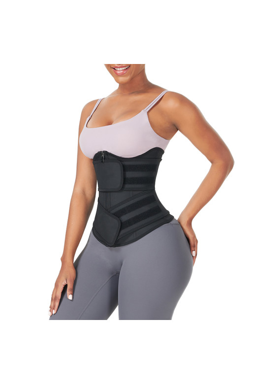 Чорний жіночий коригуючий корсет Waist Sculpt із подвійною фіксацією Чорний жіночий коригуючий корсет Waist Sculpt із подвійною фіксацією