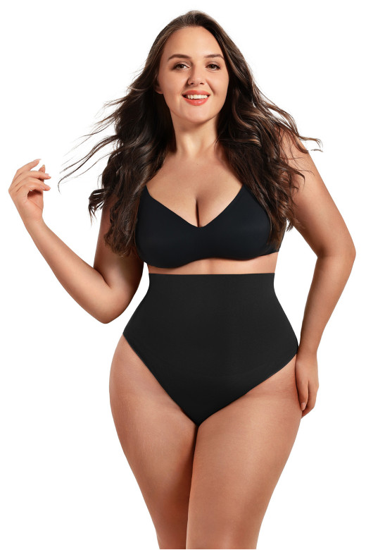 Высокие  корректирующие трусики с усиленным контролем зоны живота, цвет черный