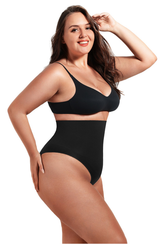 Высокие  корректирующие трусики с усиленным контролем зоны живота, цвет черный