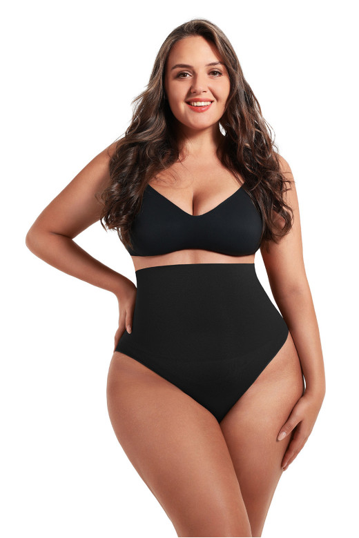 Высокие  корректирующие трусики с усиленным контролем зоны живота, цвет черный