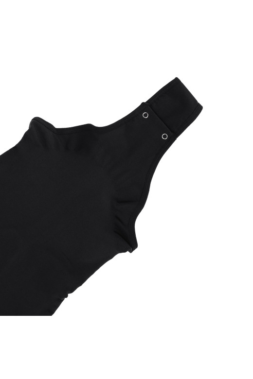 Боди базовое на тонких бретелях с открытой спинкой, черный 