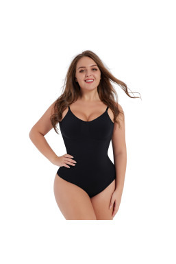 Боді базовий на тонких бретелях з відкритою спинкою, чорний 