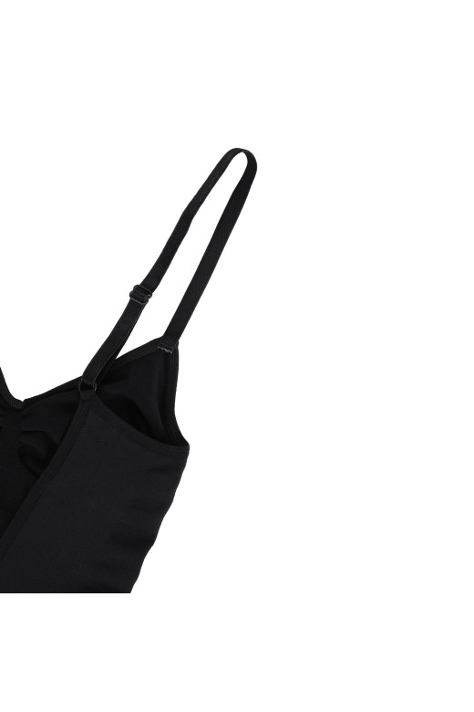Боди базовое на тонких бретелях с открытой спинкой, черный 