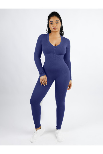 Коригувальний комбінезон з довгими рукавами, синій