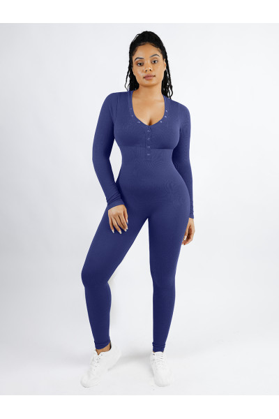 Корректирующий комбинезон с длинными рукавами, синий
