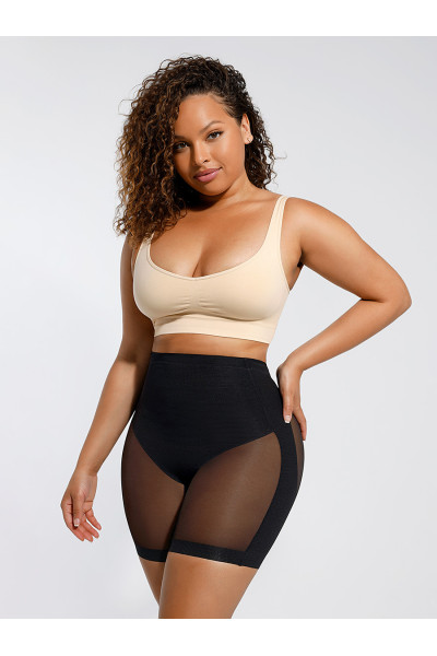 Високі шорти з утяжкою живота та захистом від натирання стегон, чорний