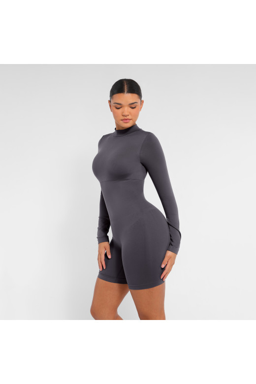 Коригуючий комбінезон-шорти з утяжкою талії та живота, підтримкою грудей, довгими рукавами та блискавкою – German Volf
