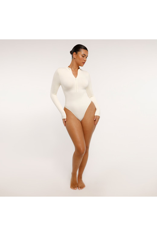Корректирующее белое боди на молнии с утяжкой GERMAN VOLF