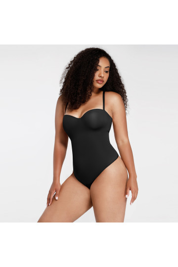 Боди с поддержкой груди и утяжкой талии со съемными бретелями, черный