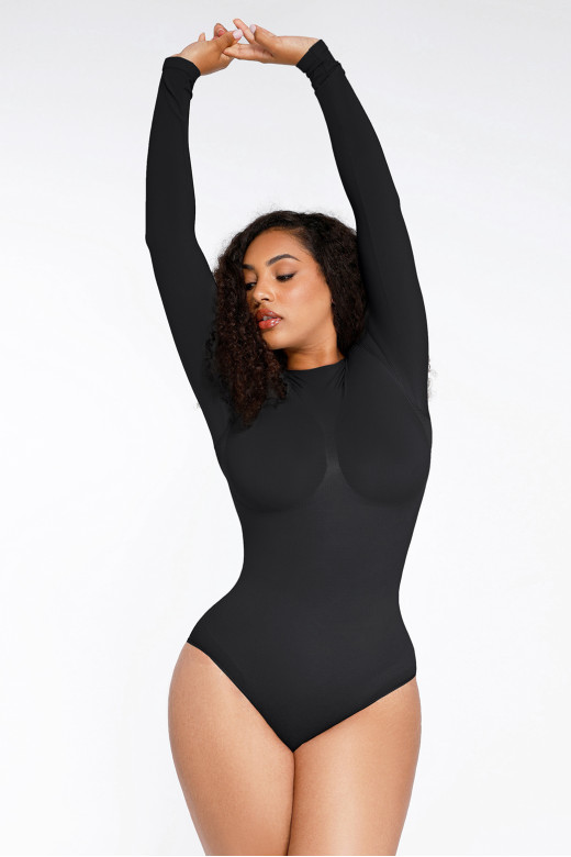 Чорне коригуюче боді з глибоким вирізом на спині GERMAN VOLF