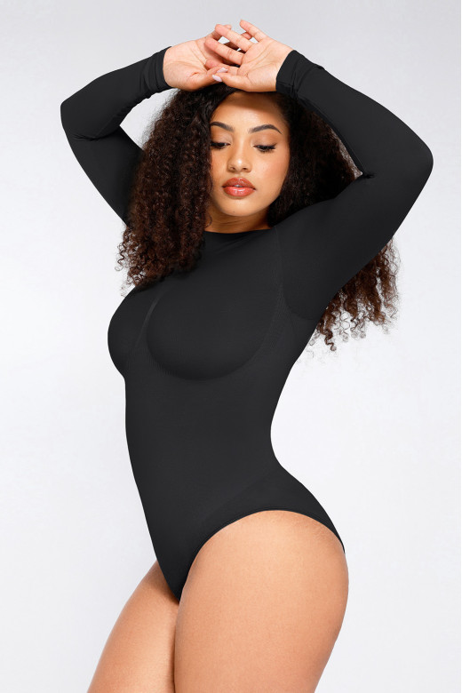 Чорне коригуюче боді з глибоким вирізом на спині GERMAN VOLF