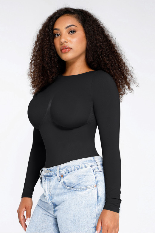 Чорне коригуюче боді з глибоким вирізом на спині GERMAN VOLF