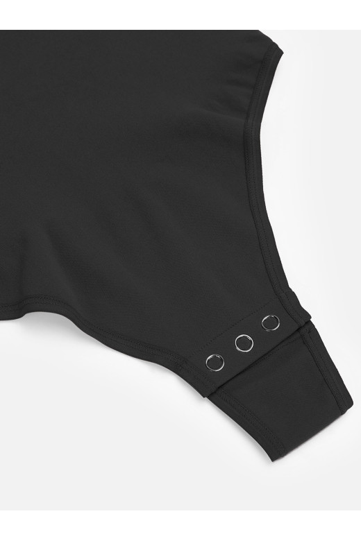 Корректирующее боди с поддержкой груди и утяжкой живота со стрингами, черный