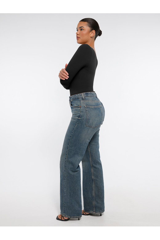 Корректирующее боди с поддержкой груди и утяжкой живота со стрингами, черный