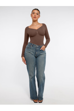 Корректирующее боди с поддержкой груди и утяжкой живота со стрингами, шоколадный