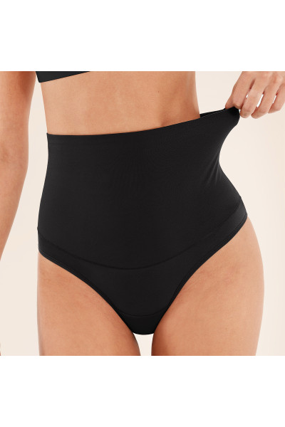 Високі трусики-стрінги з корекцією живота та талії, чорний